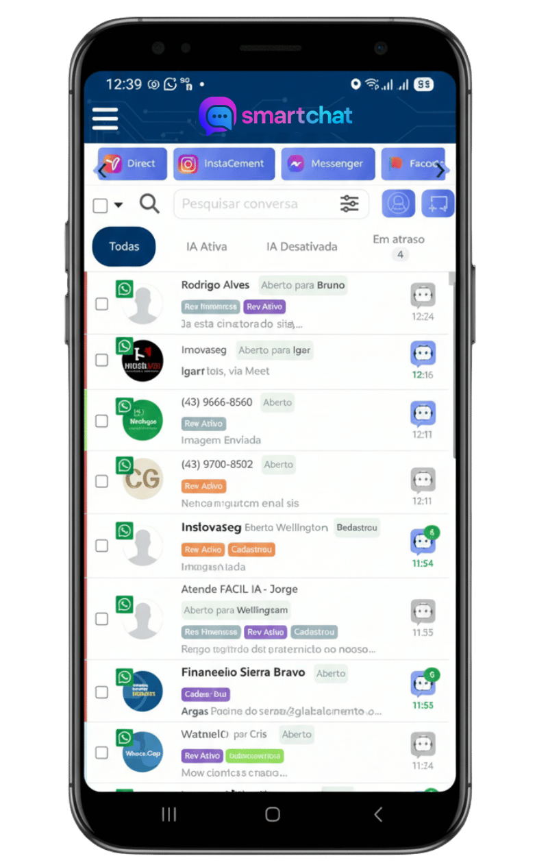 Demonstração do Smartchat em tela de smartphone
